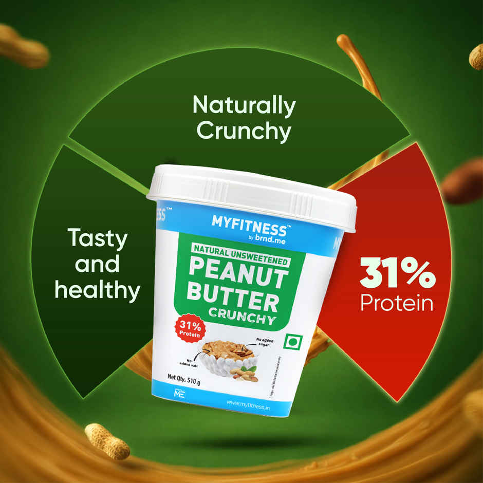 MyFitness All Natural Peanut Butter Crunchy Spread | No Sugar, High Protein