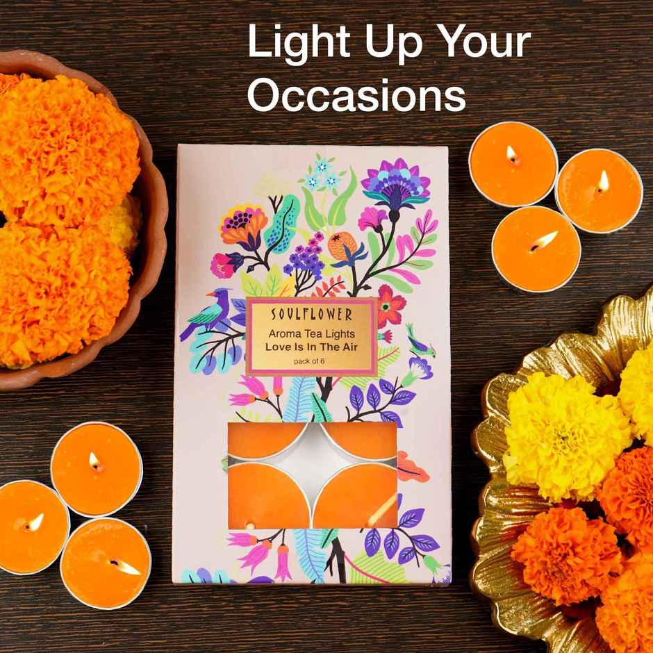 Tea Light Candles | Love is in the Air | Pack of 6 | Celebration T-Lights | Soulflower