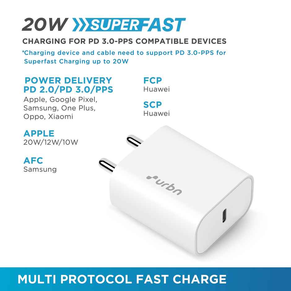 URBN 20W iPhone Charger (White)