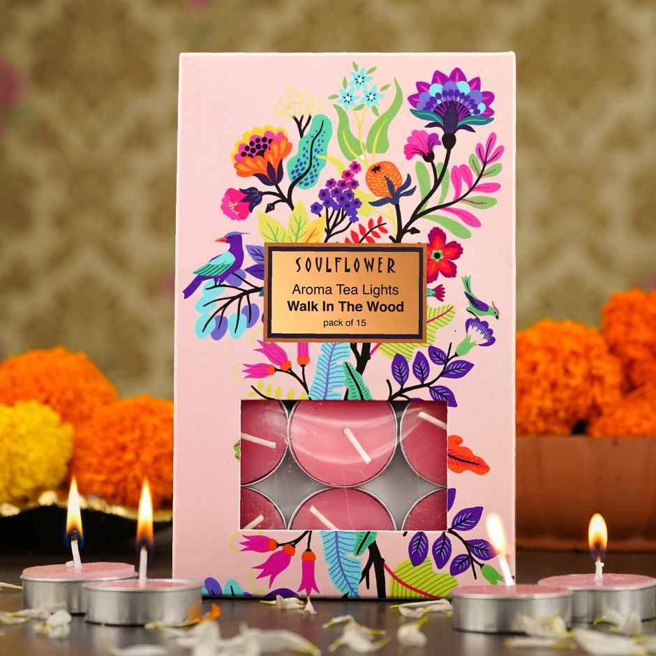 Soulflower Tea Light Candle, Walk In The Wood