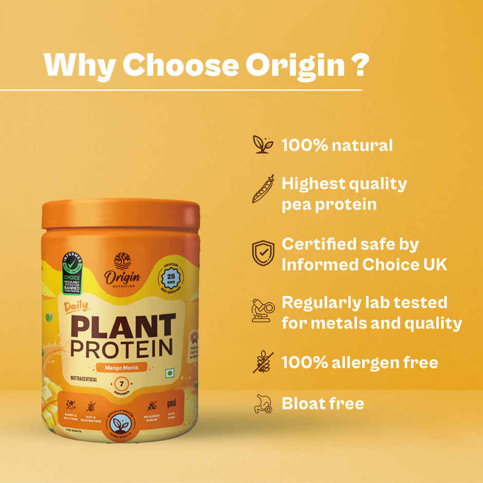 Origin Nutrition Daily Plant Protein Mango Flavour- 7 Servings
