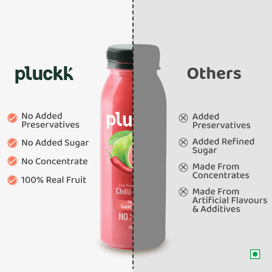 Pluckk Cold-Pressed Guava Fruit Juice | No Added Sugar | No Preservatives | Rich in Antioxidant