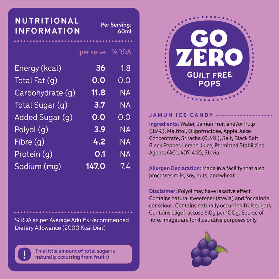 Go Zero Jamun Sriracha Guilt Free Fruit Pops