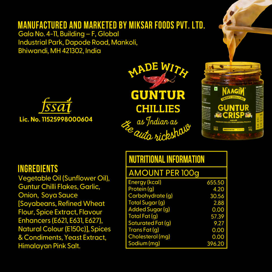 Naagin Guntur Crisp Chilli Oil - Crunchy & Garlicky Spice 160 GRAM
