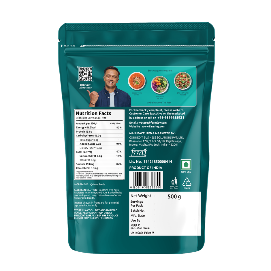 Farmley Natural Quinoa | Diet Food | Gluten Free | High Protein | Ready To Cook Quinoa