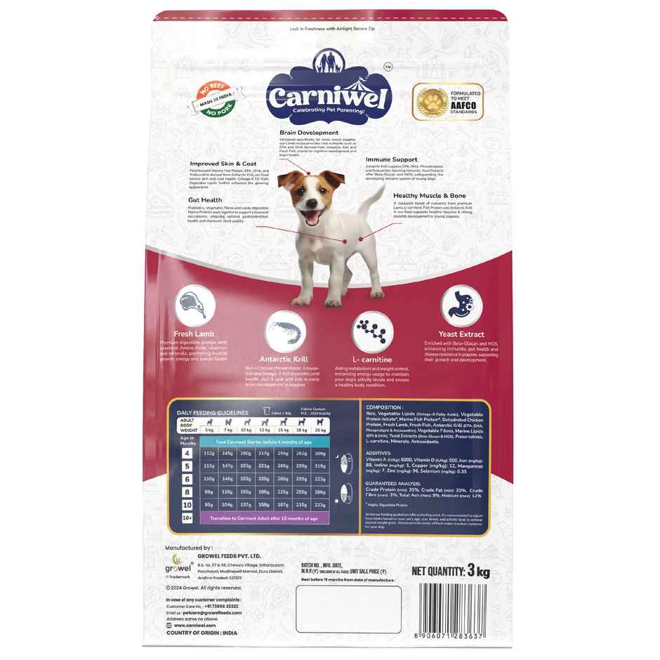 Carniwel Fresh Lamb Dry Dog Food For Small Breed | Puppy Combo