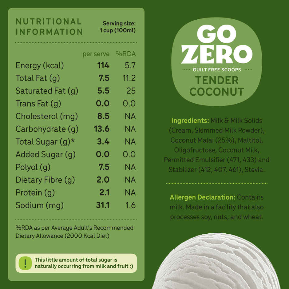 Go Zero Tender Coconut Guilt Free Ice Cream Cup