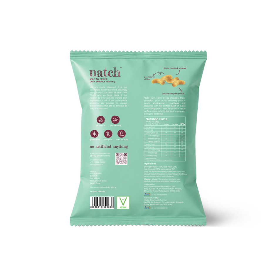 Natch Barbecue Chickpea Puffs | No Palm Oil | Healthy Snack