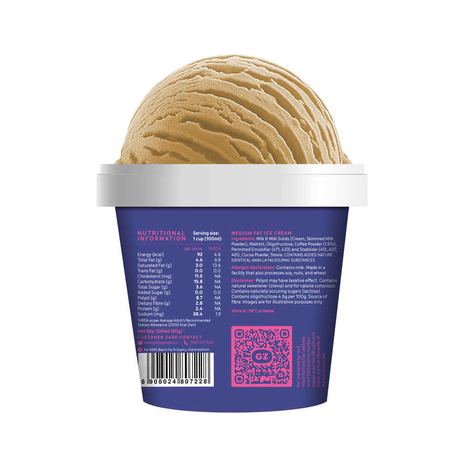Go Zero Dark Arabica Coffee Guilt Free Ice Cream Cup