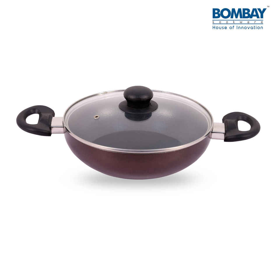 Bombay Kookware Kadai 24Cm With Glass Lid