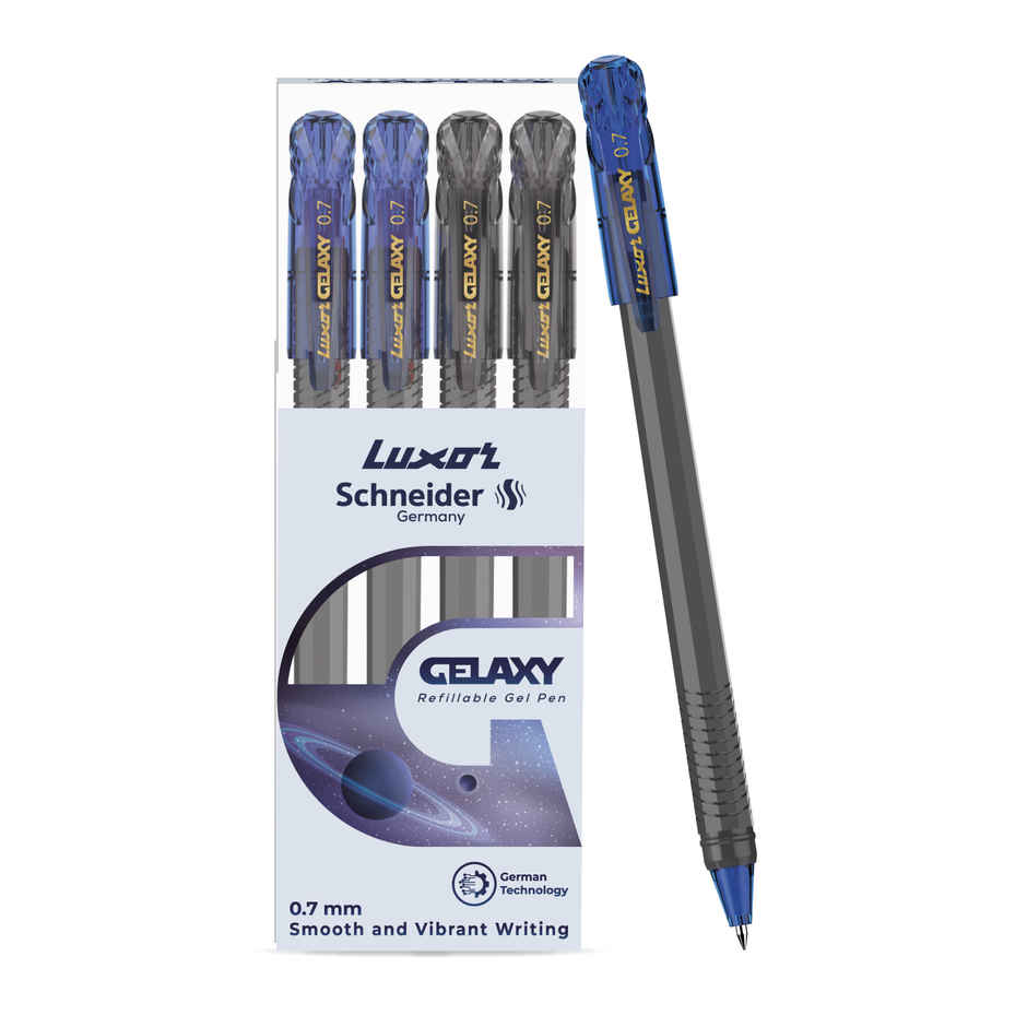 Luxor Schneider Gelaxy Gel Pen Pack Of 4 |2 Blue Pens And 2 Black Pen, Best Gel Pen For Students