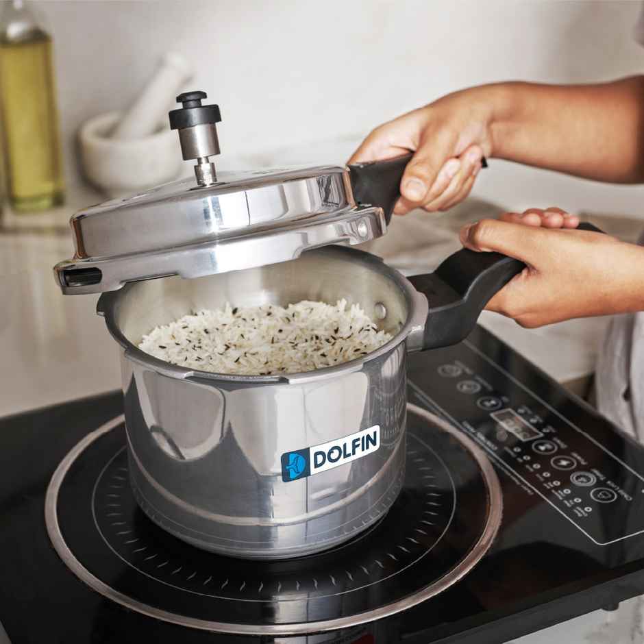 Dolfin Aluminium Outer Lid Pressure Cooker - 3L | Gas and Induction Stove Compatible