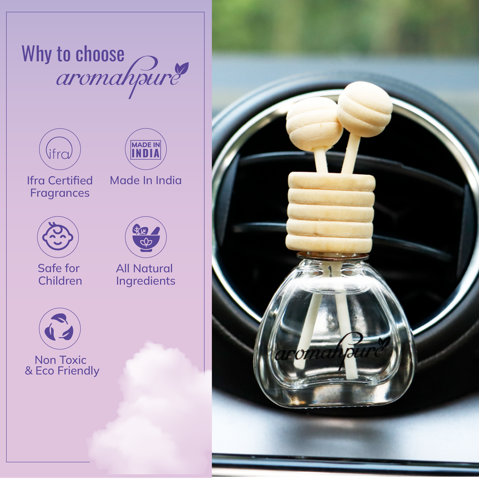 Aromahpure Car Perfume Vent Clip with Reed Stick | Lavender Fragrance | Last upto 30 days Pack Of 2 Combo