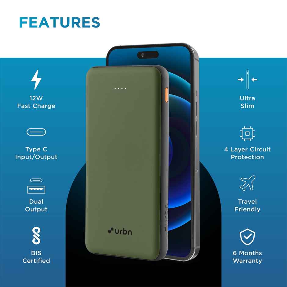 Urbn 10000 mAh 12W Ultra Slim Power Bank - Camo