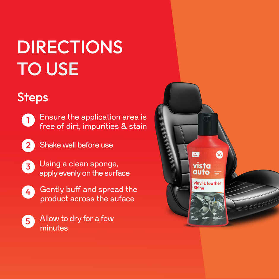 Vista Auto Care Vinyl & Leather Shine , Shiner for Dashboard, Seats, Leather Goods,Jacket