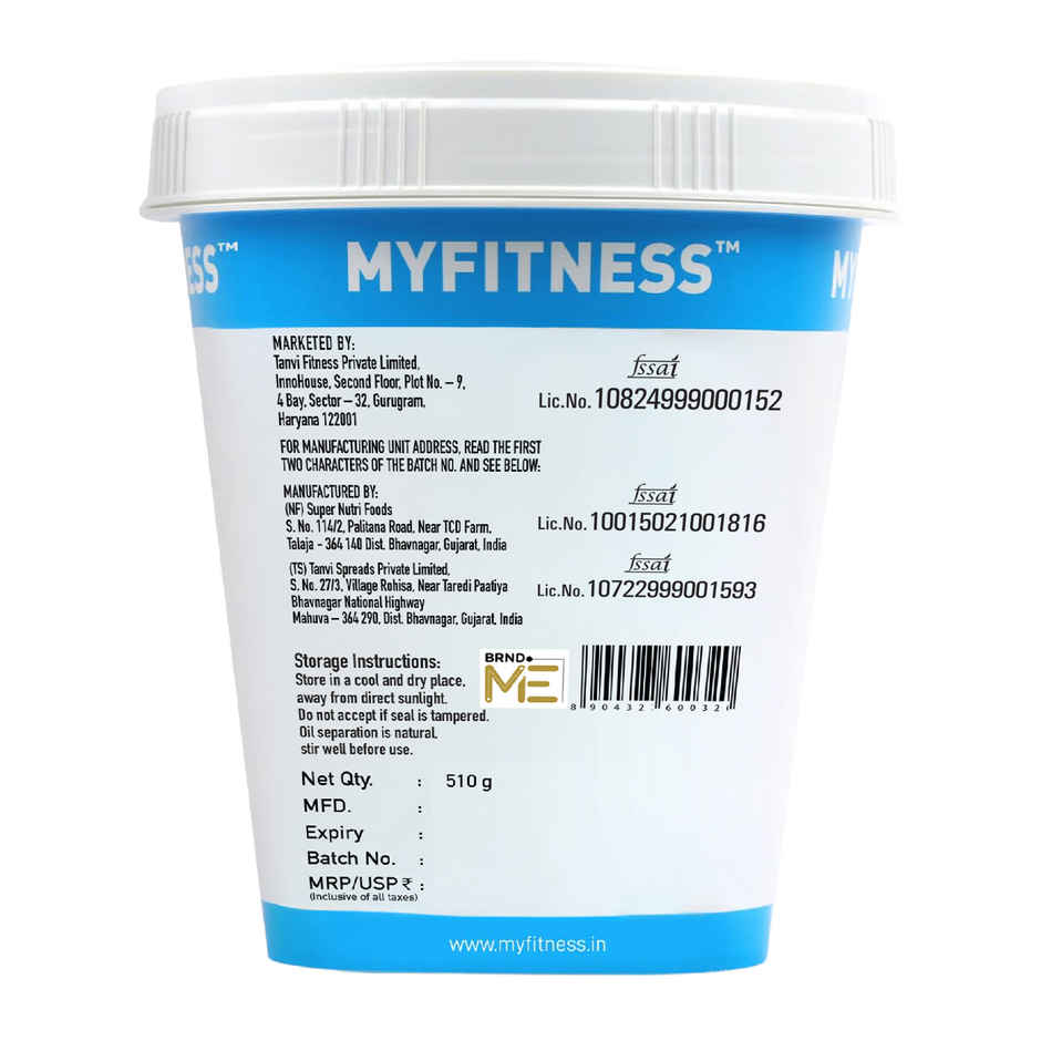 MyFitness All Natural Peanut Butter Smooth Spread | No Sugar, High Protein