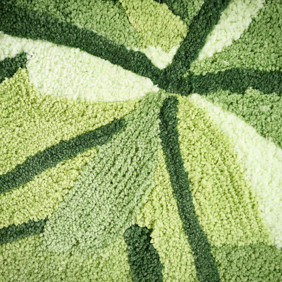 Saral Home Cotton Anti-Skid Round Leaf Bathmat | 60 x 60 cm | Green