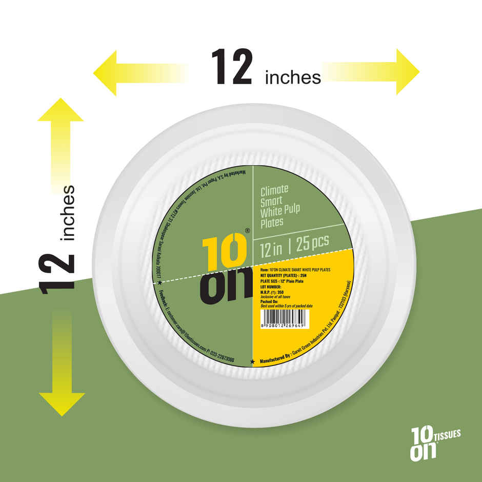 Bagasse Plate | Plain | 12 inch | 10'ON Tissues