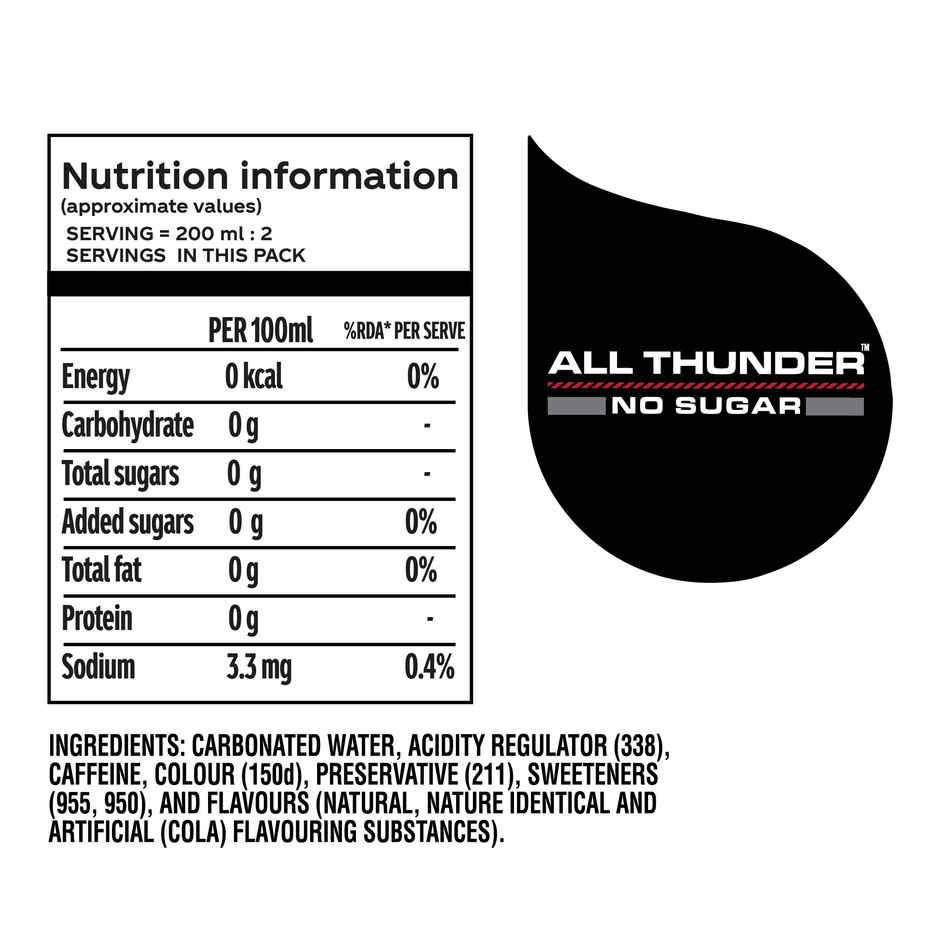 Thums Up X Force Zero Sugar Soft Drink | Zero Calories | Carbonated Beverage