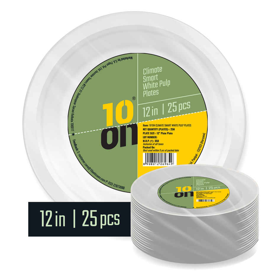 Bagasse Plate | Plain | 12 inch | 10'ON Tissues