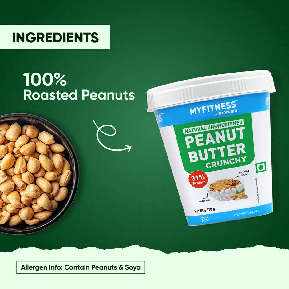 MyFitness All Natural Peanut Butter Crunchy Spread | No Sugar, High Protein