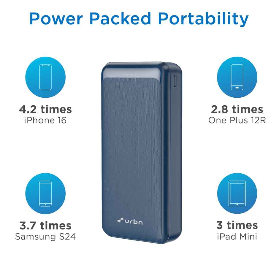 Urbn 20000 mAh 22.5W Compact Power Bank - Blue