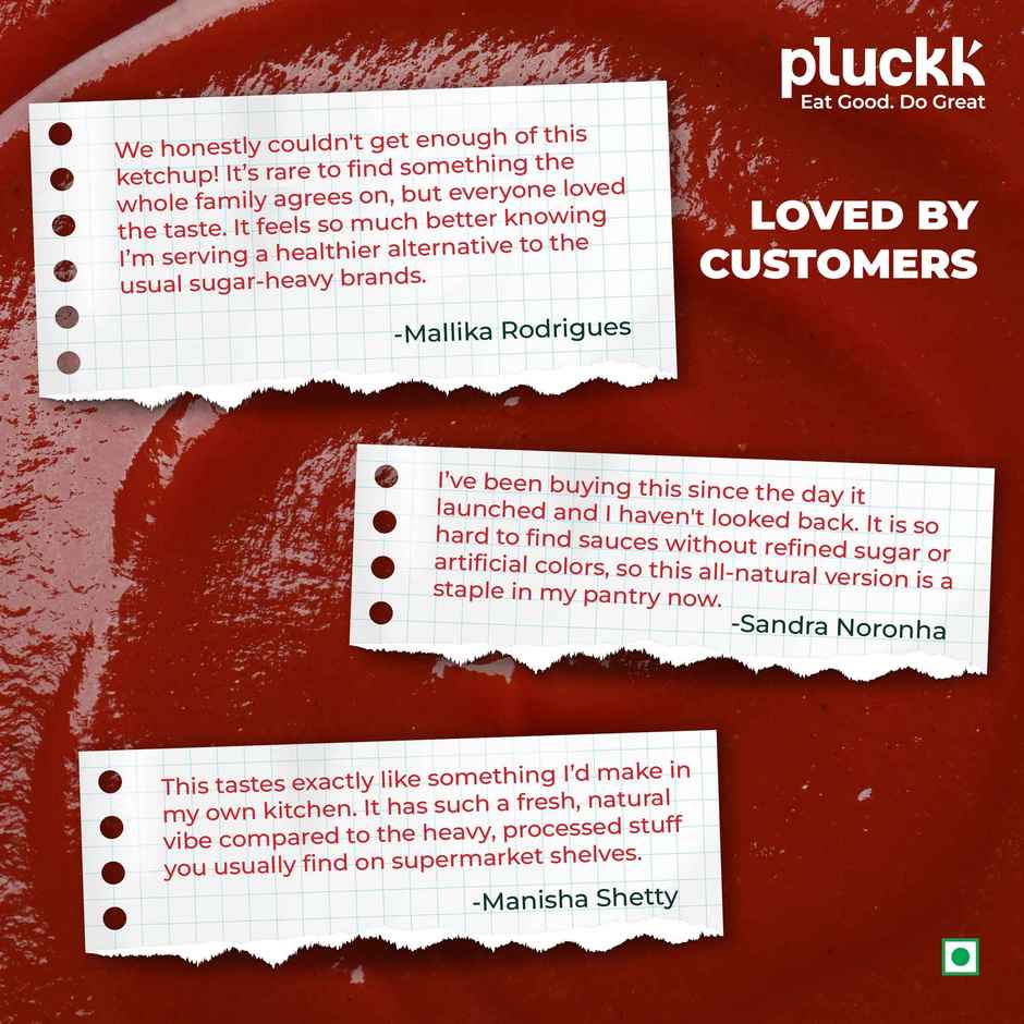 Pluckk Guilt-Free Tomato Ketchup - No Refined Sugar, No Preservatives, No Artificial Thickeners