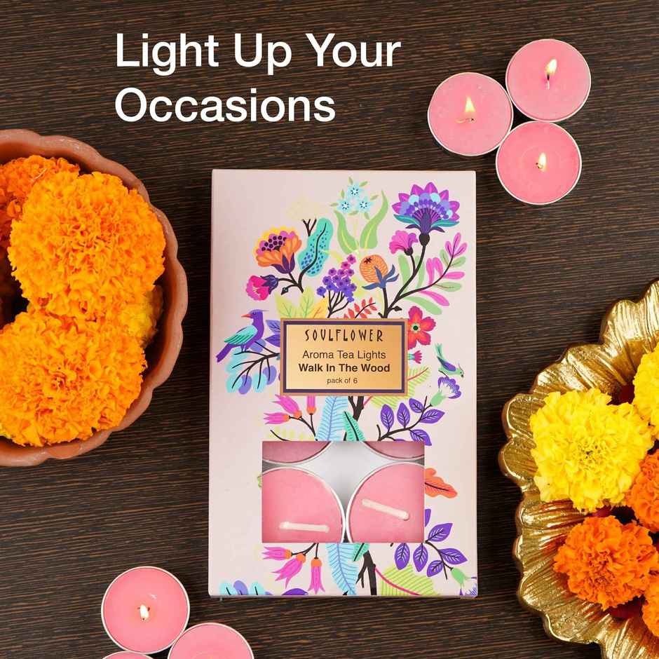Soulflower Tea Light Candle,  Walk In The Wood Combo