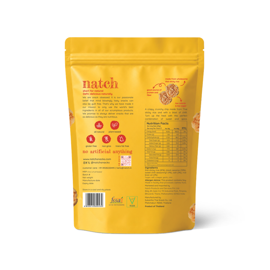 Natch Sweet Chilli Thai Rice Chips | No Palm Oil | Healthy Snacks