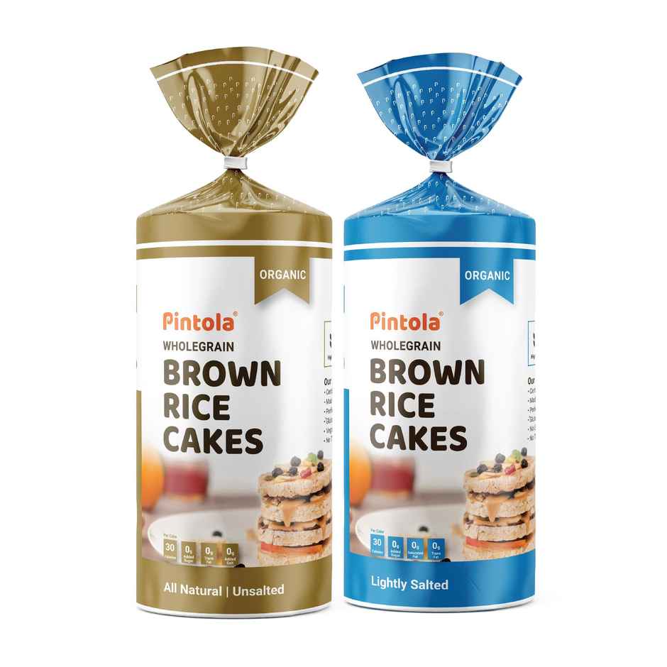 Pintola Organic Wholegrain Brown Rice Cakes Combo Pack | All Natural | Unsalted And Lightly Salted
