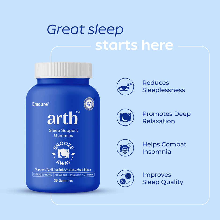 Arth By Emcure Melatonin Gummies | Sleep Gummies (Cranberry) with L-Theanine & Chamomile