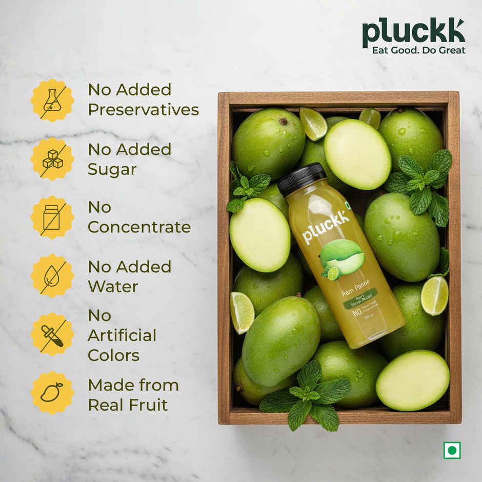 Pluckk Cold-Pressed Aam Panna Juice | No Added Sugar | No Preservatives | Hydration | Gut Health