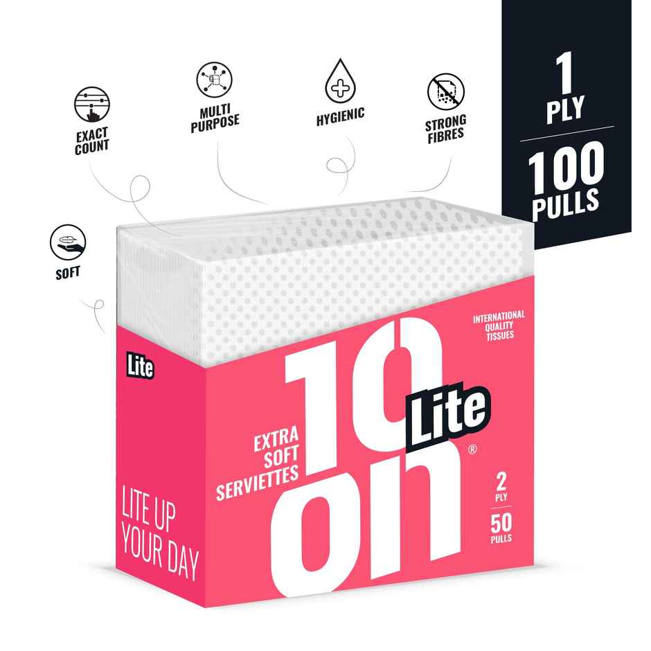 10'ON Lite Table Top Tissue Napkins | 100 Pulls | 1 Ply