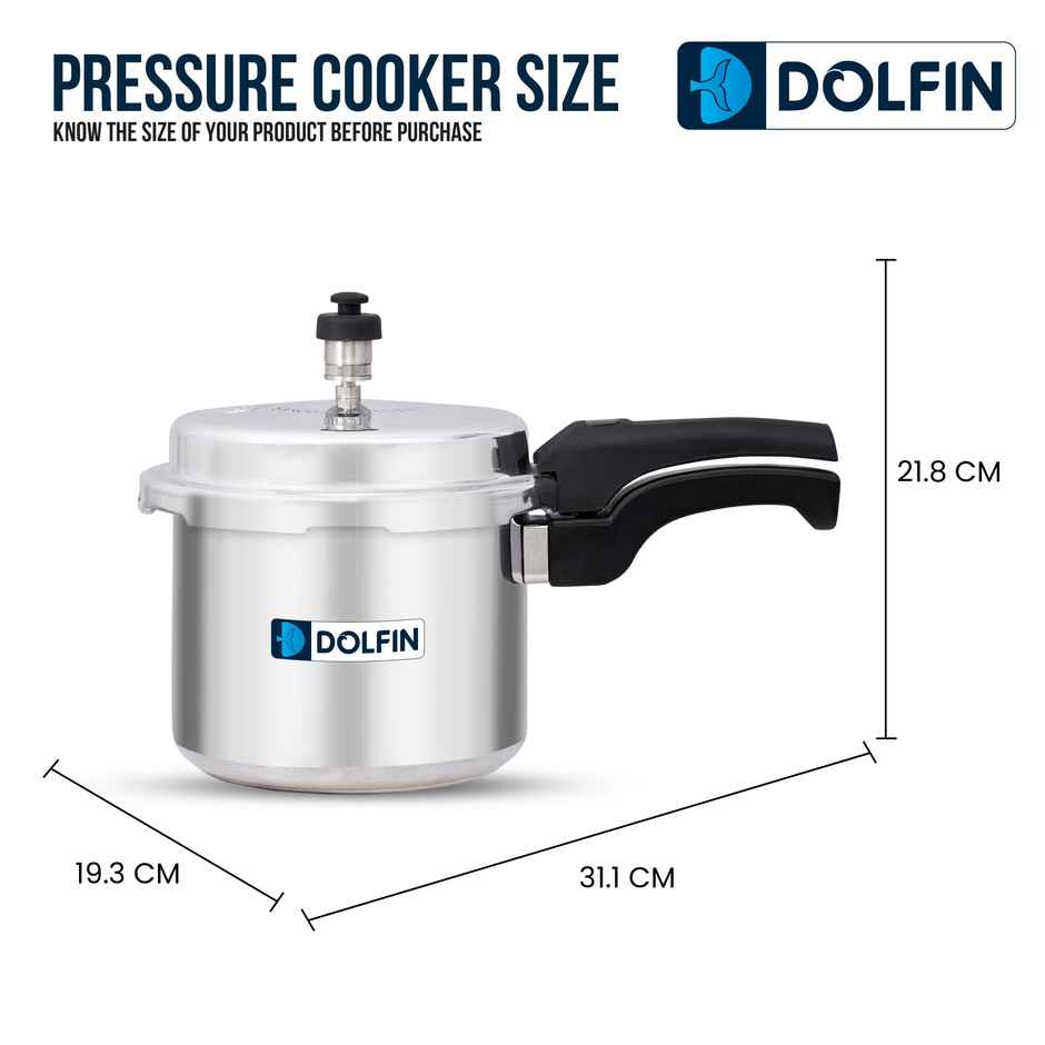Dolfin Aluminium Outer Lid Pressure Cooker - 3L | Gas and Induction Stove Compatible