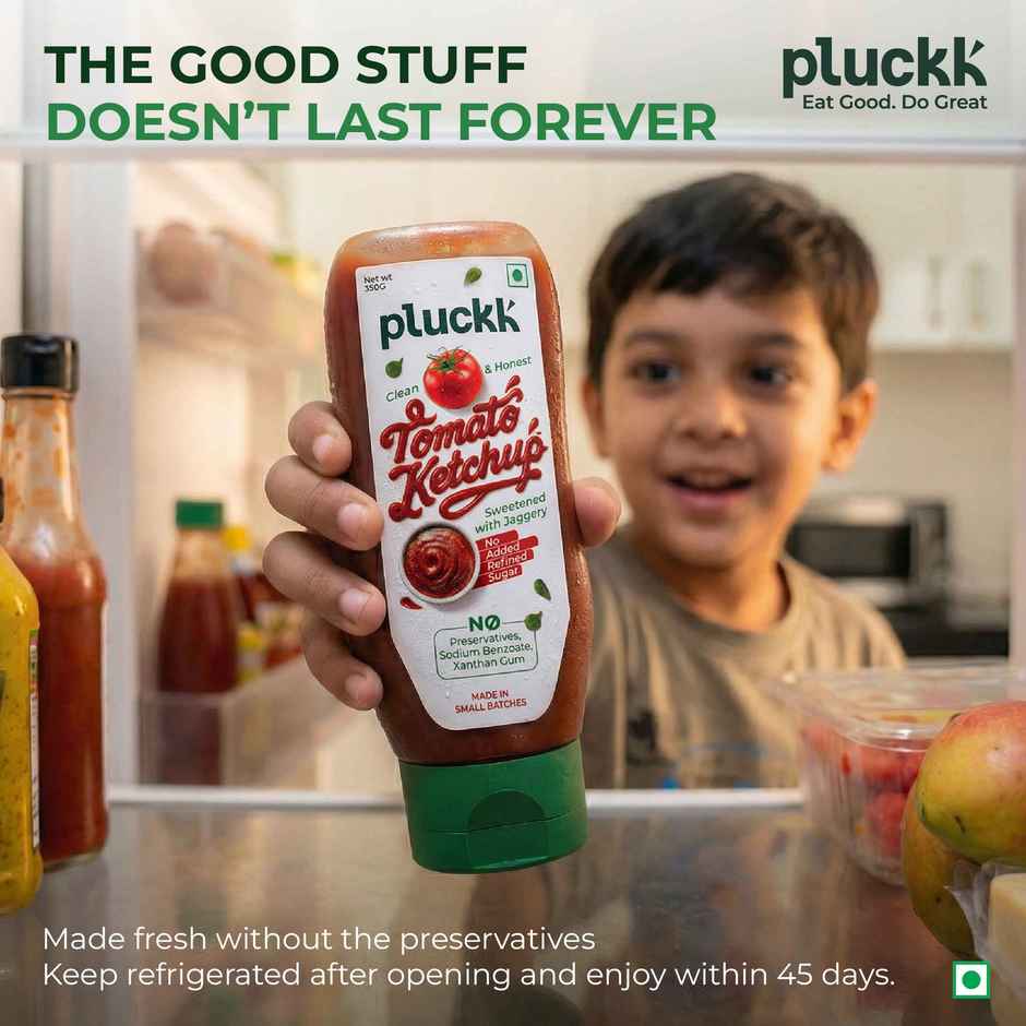 Pluckk Guilt-Free Tomato Ketchup - No Refined Sugar, No Preservatives, No Artificial Thickeners