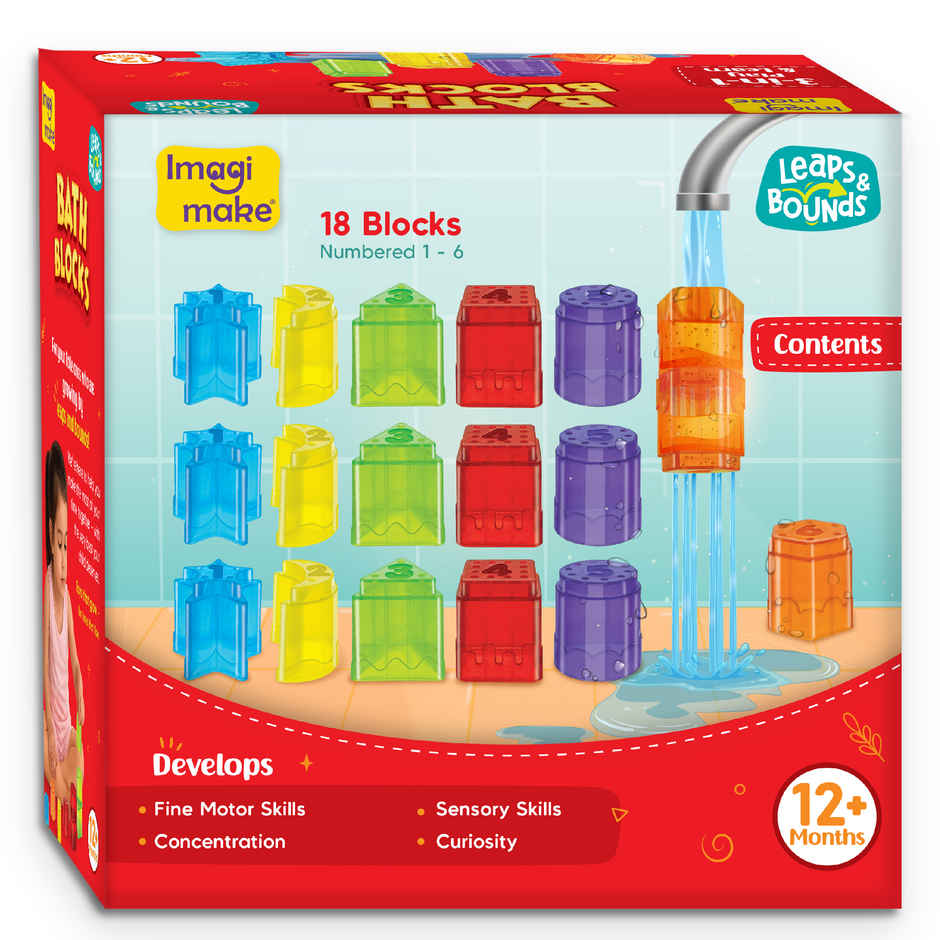 Imagimake Leaps & Bounds - Bath Blocks | Number Learning & Water Play Set|Toddler Educational Gift