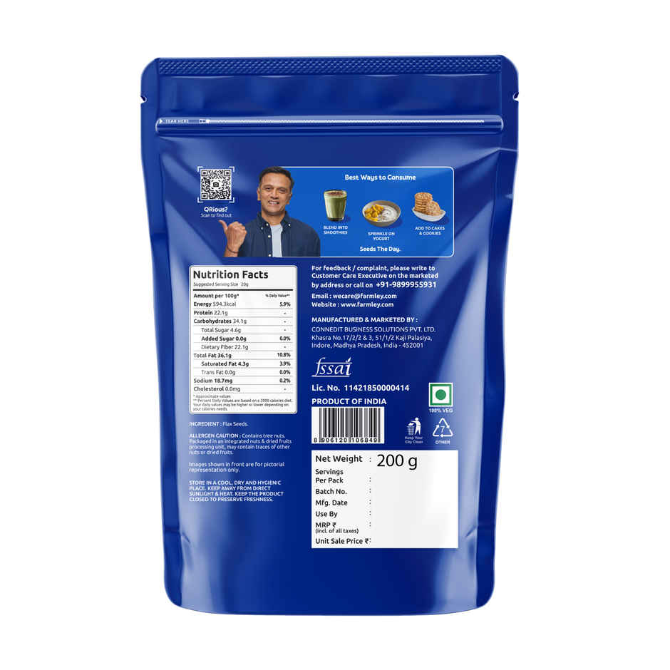 Farmley Premium Natural Chia Seeds Rich In Protein & Fiber (200g) & Farmley Premium Flax Seeds (200g) & Farmley Premium Pumpkin Seeds Aaa Grade (200g) & Farmley Premium Sunflower Seeds (200g) Combo