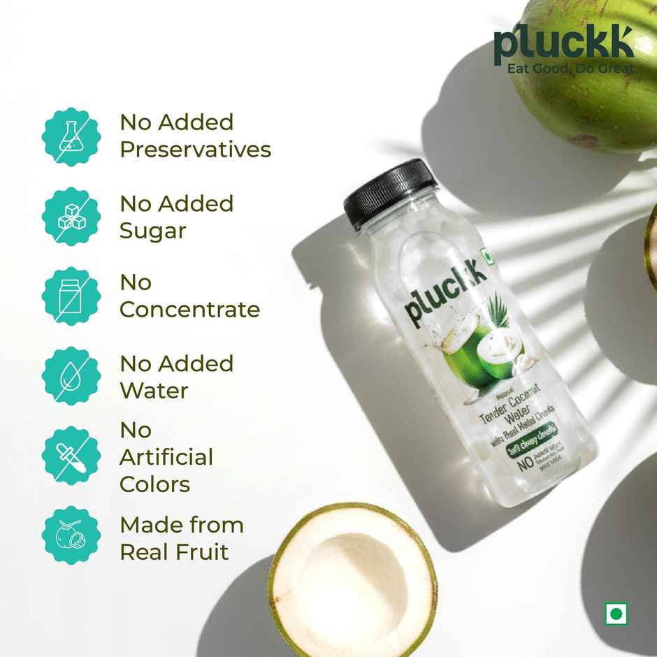 Pluckk Natural Tender Coconut Water With Malai Chunks | No Preservatives | No Added Sugar