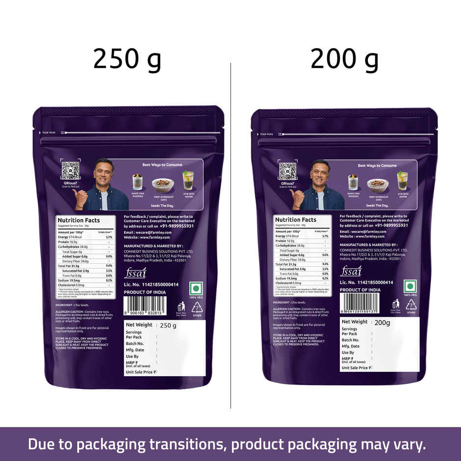 Farmley Premium Natural Chia Seeds Rich in Protein & Fiber