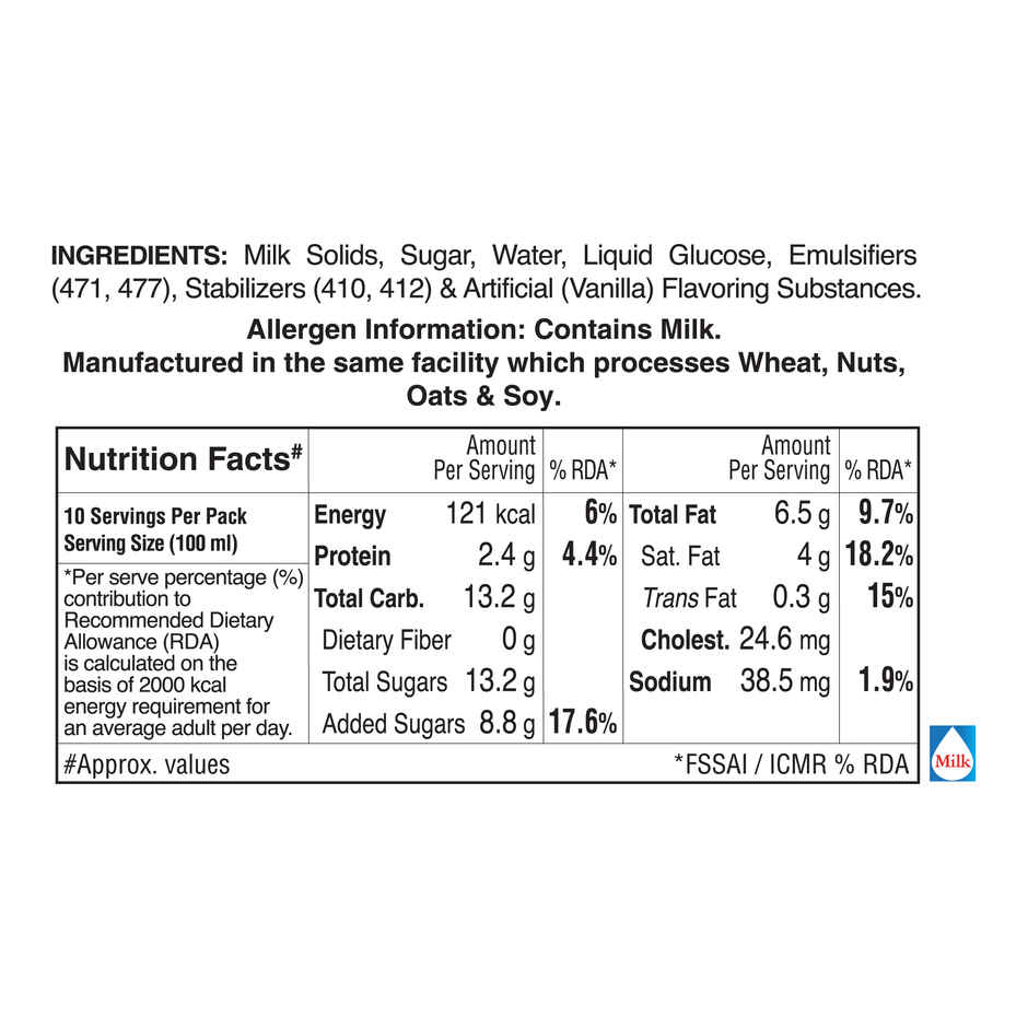 Arun Ice Creams Vanilla Tub 