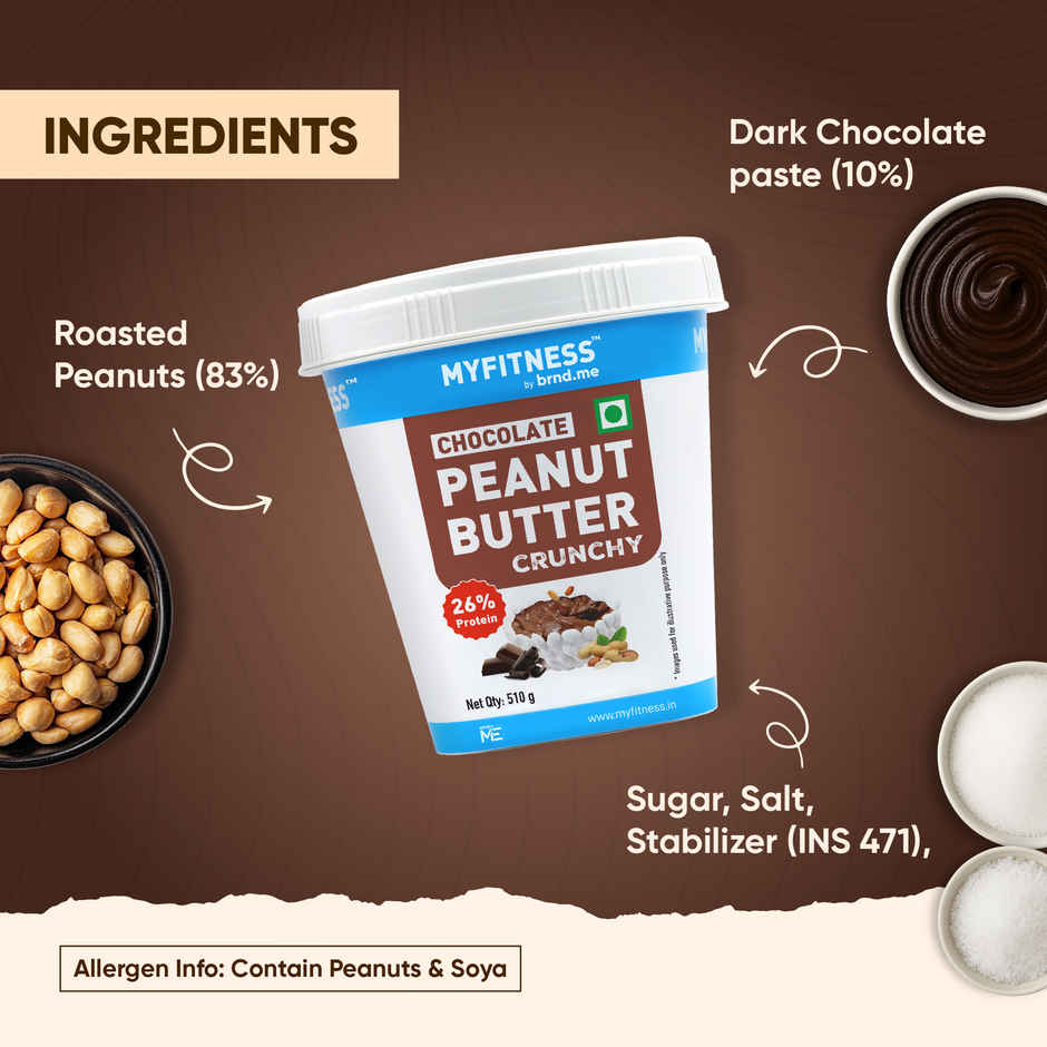 MyFitness 26g High Protein Chocolate Peanut Butter Spread - Crunchy