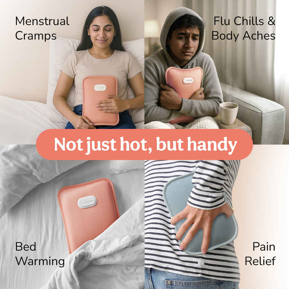 Caresmith Eon Electric Hot Water Bag | Silicon Tech Heating Pad for Period Pain Relief | Pearl Pink