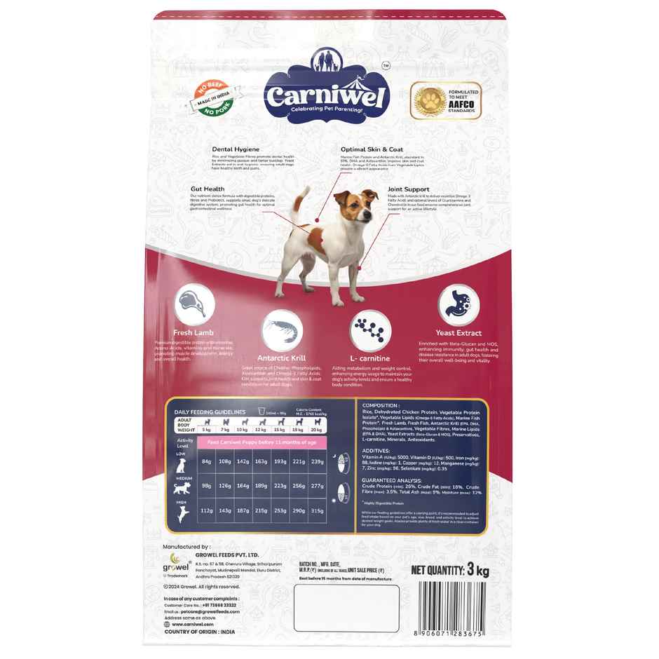 Carniwel Fresh Lamb Dry Dog Food For Small Breed | Adult Combo
