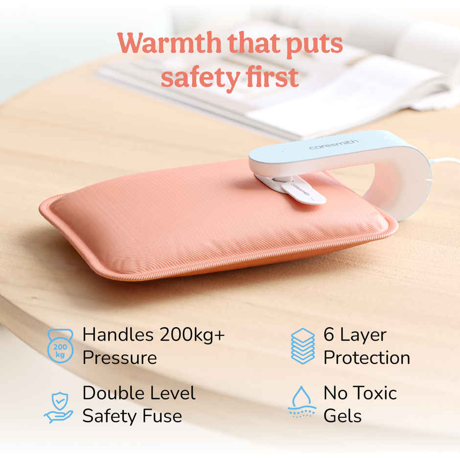 Caresmith Eon Electric Hot Water Bag | Silicon Tech Heating Pad for Period Pain Relief | Pearl Pink