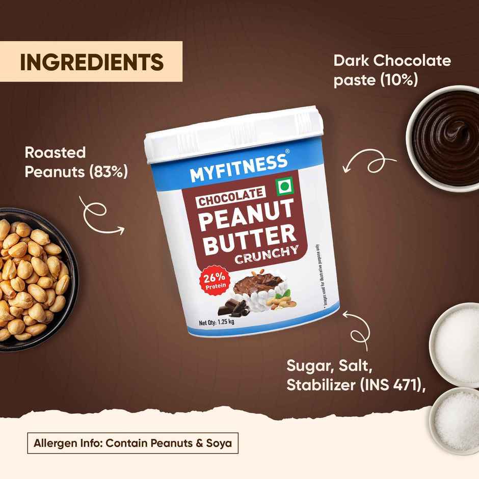 MyFitness 26g High Protein Chocolate Peanut Butter Spread - Crunchy
