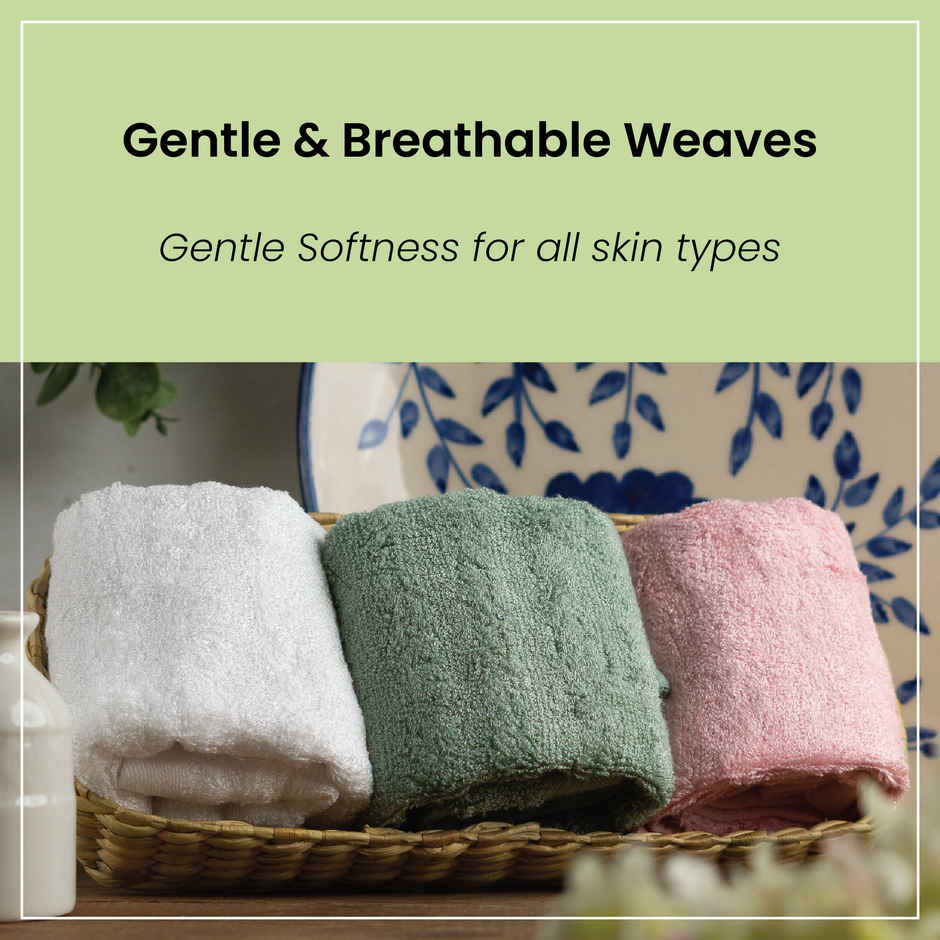 Mush Bamboo Face Towels 500 GSM Soft Absorbent Quick Dry 13x13 in Green Pink White