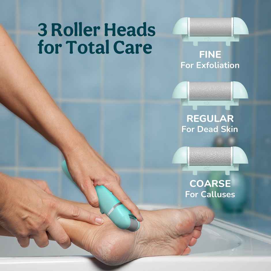 Caresmith Bloom Rechargeable Callus Remover: Effective Foot Scrubber with 3 Roller Heads