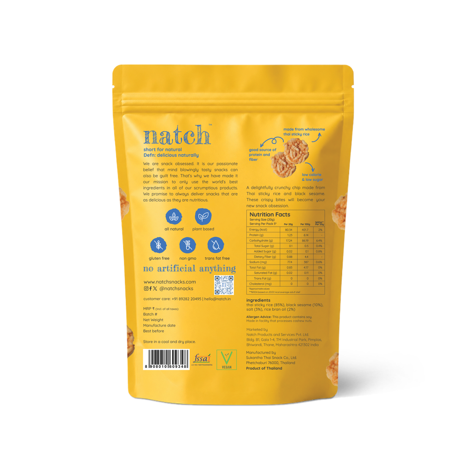 Natch Sesame Thai Rice Chips | No Palm Oil | Healthy Snacks
