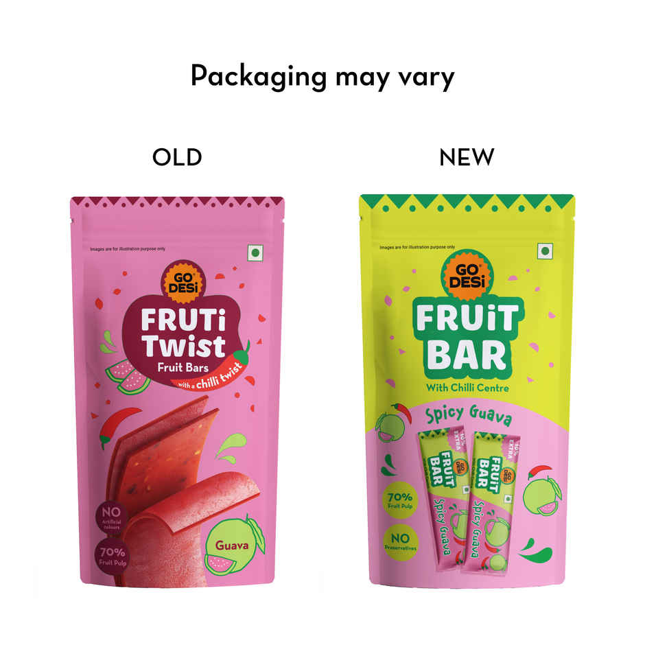 GO DESi Guava Fruti Twist Fruit Bar | Fruity & Chewy