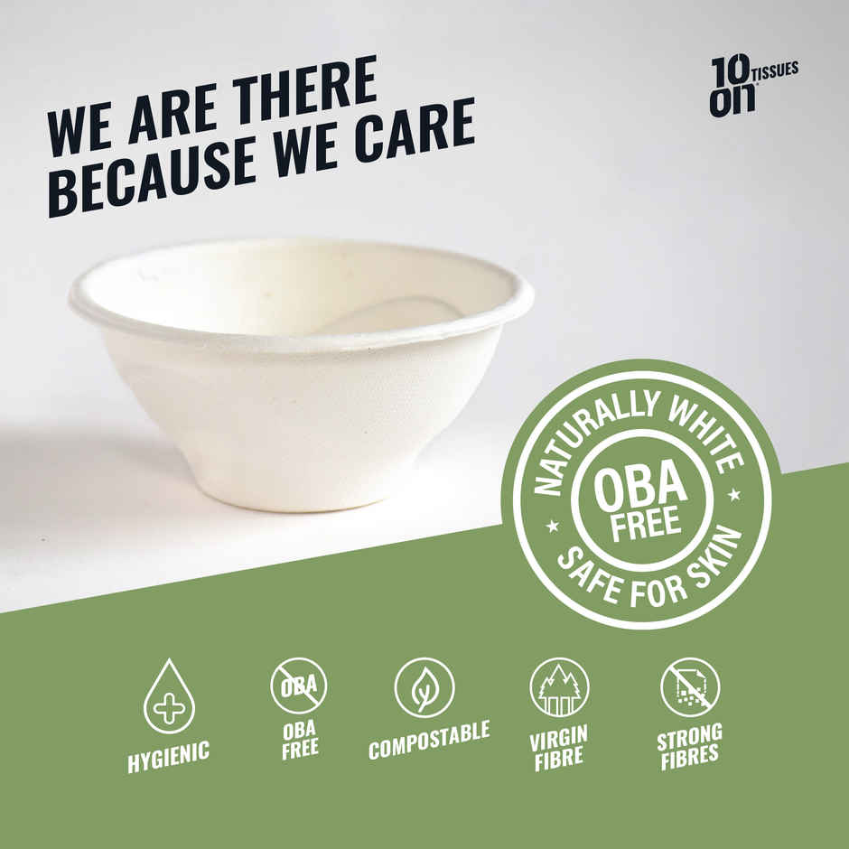 Bagasse Round Bowl | 5 inch | 180 ml | 10'ON Tissues